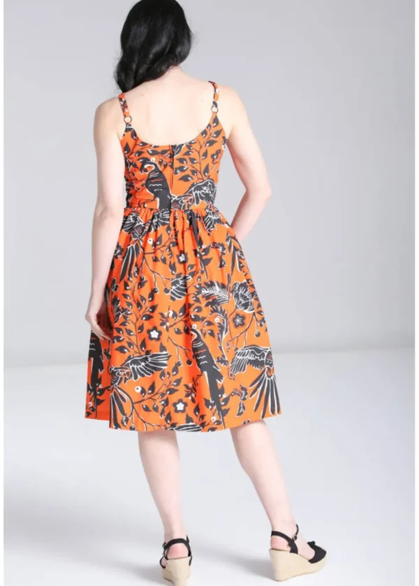 Hell Bunny Rio Parrots 50's Swing Dress Orange