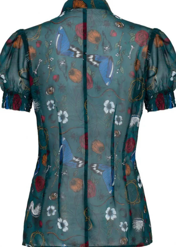 Hell Bunny Sianna 40's Blouse in Teal