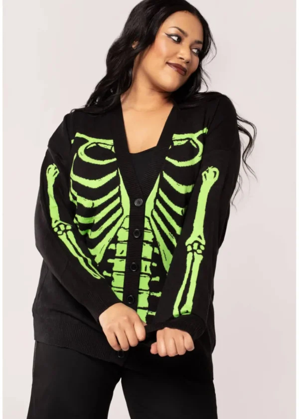 Hell Bunny Skeleton Cardigan Black Green