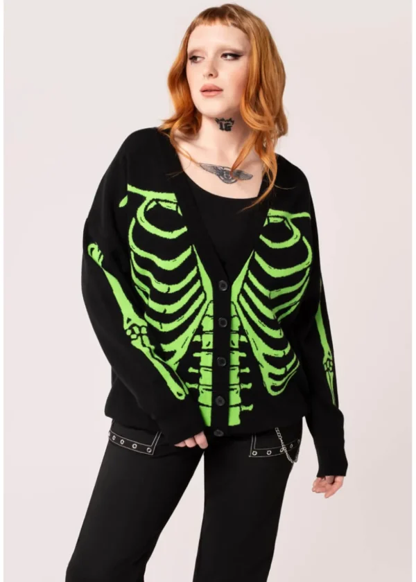 Hell Bunny Skeleton Cardigan Black Green