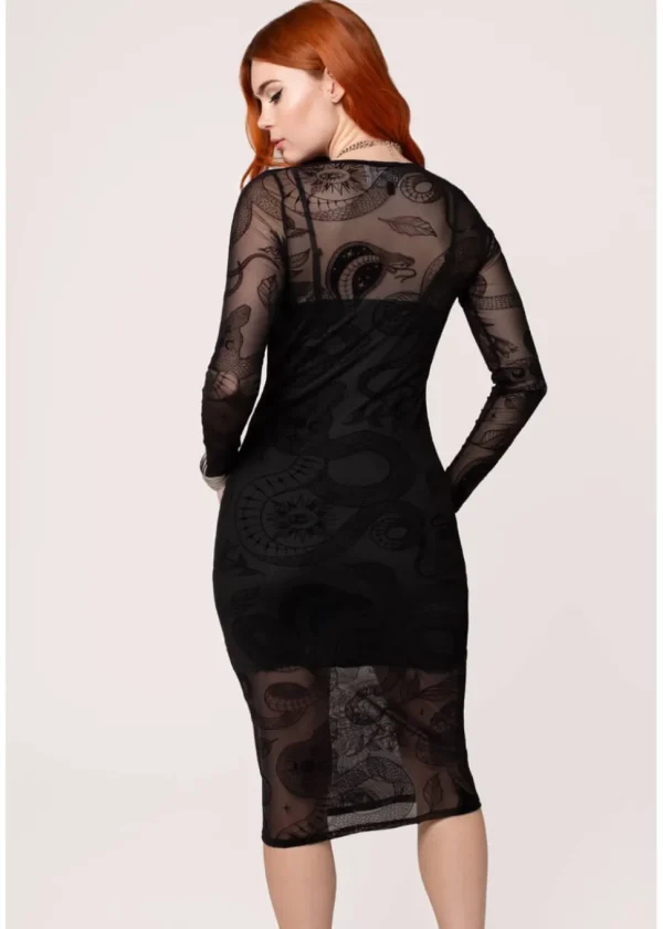 Hell Bunny Snake Charmer Midi Dress Black