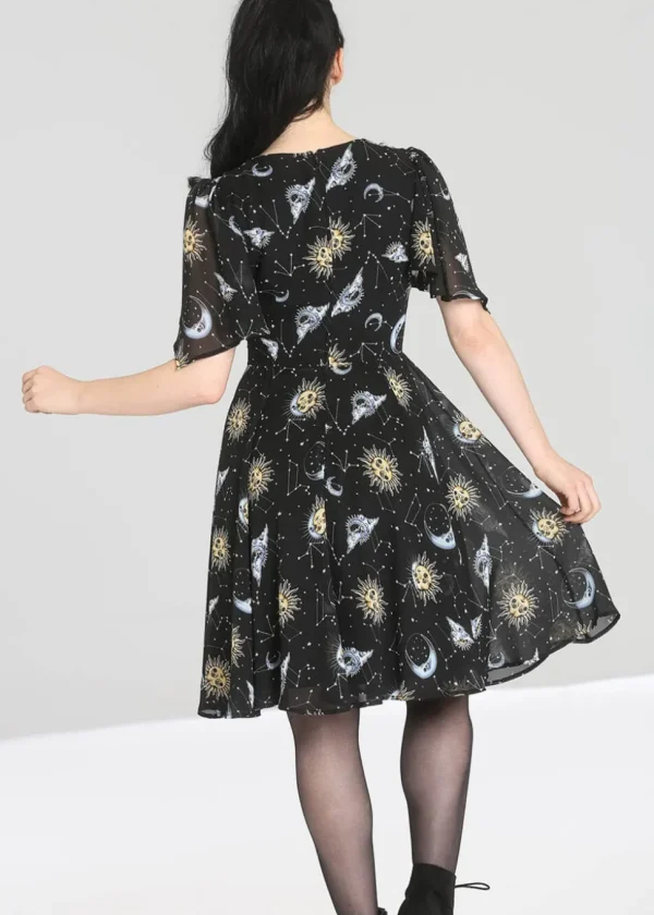 Hell Bunny Solaris Sun & Moon 70's Dress Black