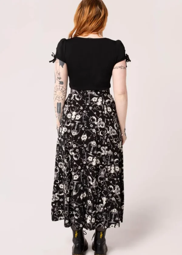 Hell Bunny Star Sign 70's Maxi Skirt Black