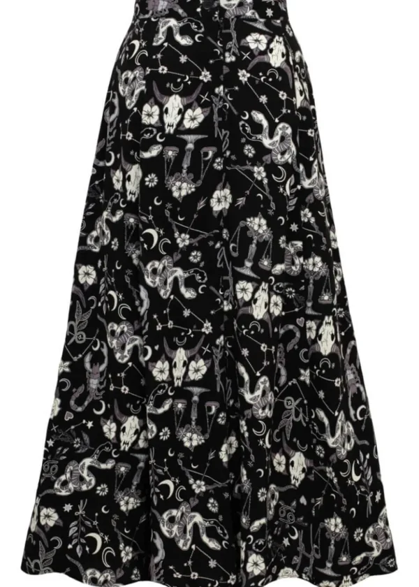 Hell Bunny Star Sign 70's Maxi Skirt Black