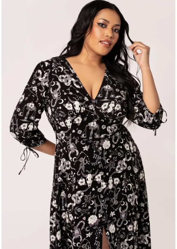 Hell Bunny Star Sign 70's Midi Dress Black
