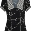 Hell Bunny Stitches 40's Blouse Black
