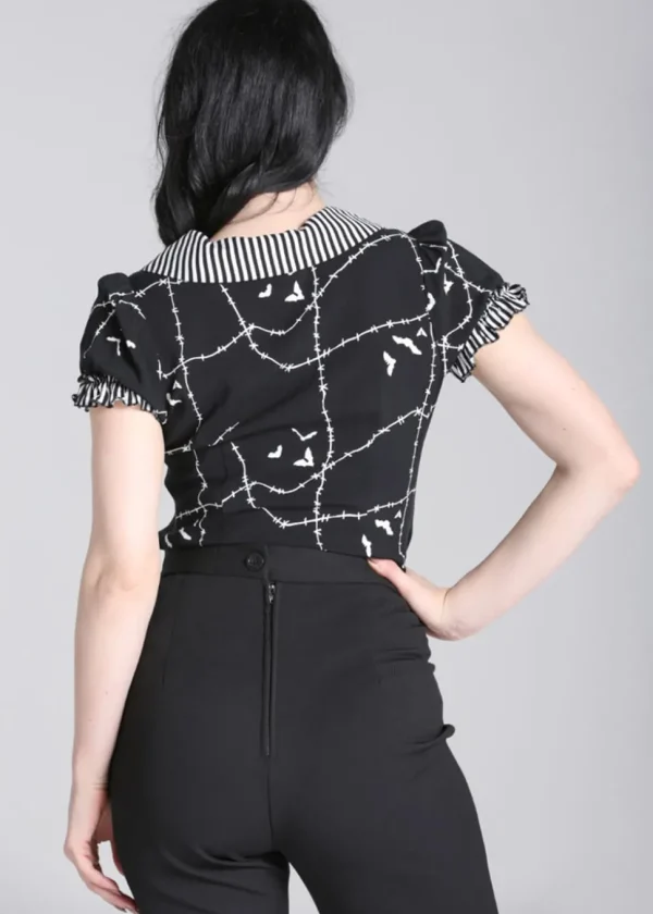 Hell Bunny Stitches 40's Blouse Black