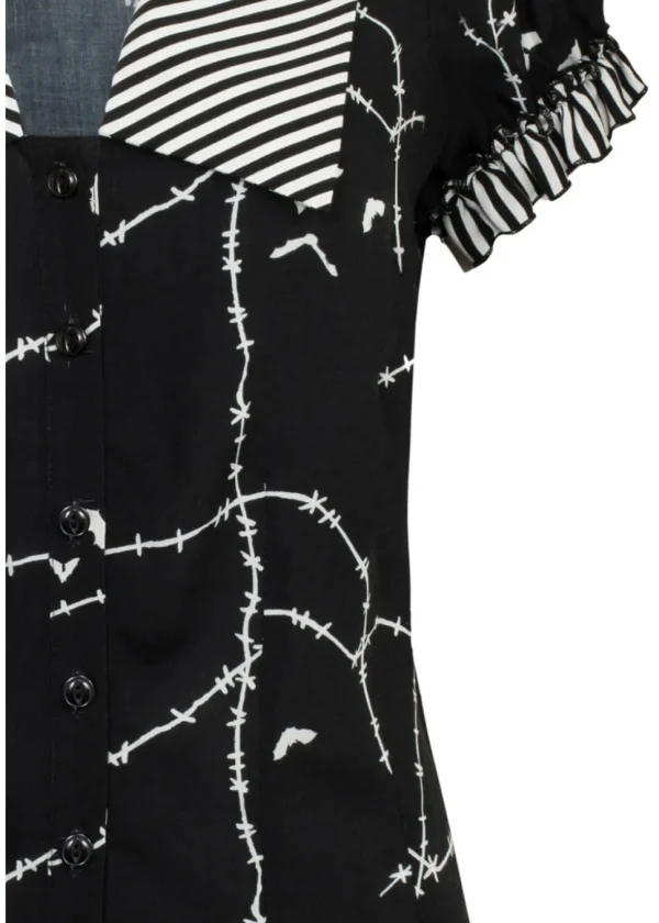 Hell Bunny Stitches 40's Blouse Black