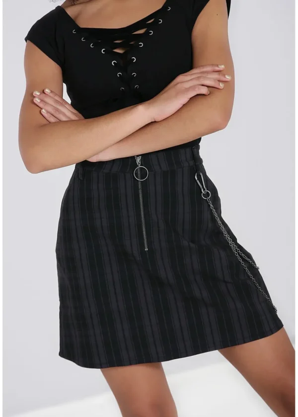 Hell Bunny Storm 80's Short Skirt Gray