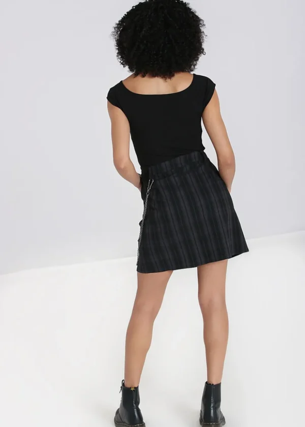 Hell Bunny Storm 80's Short Skirt Gray