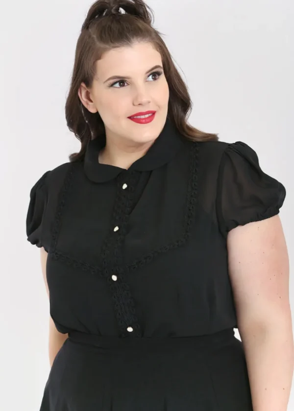 Hell Bunny Taffy 40's Blouse Black