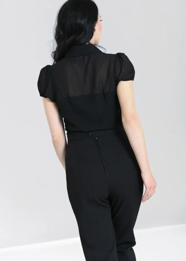 Hell Bunny Taffy 40's Blouse Black