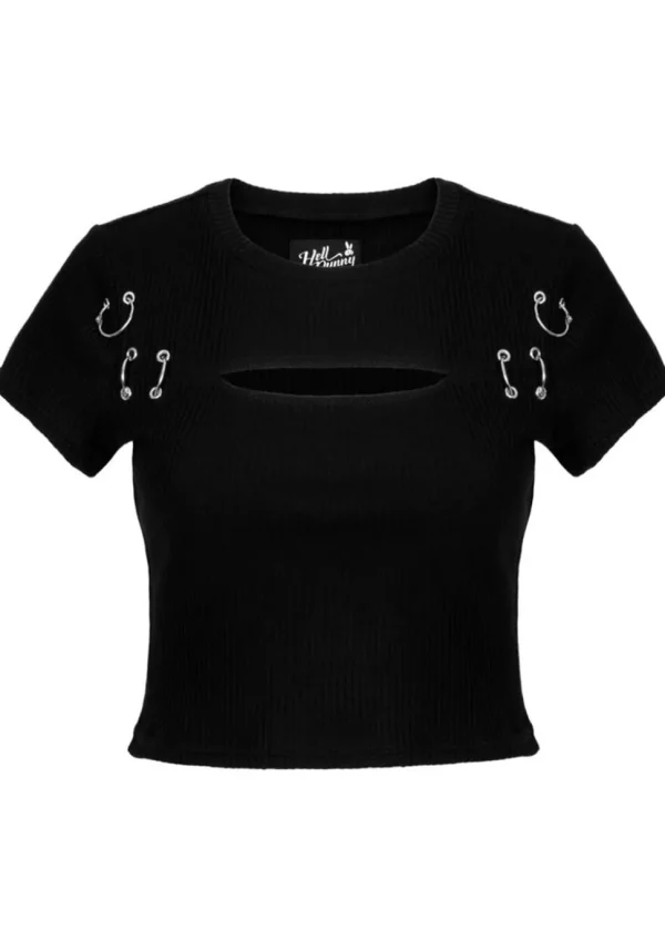 Hell Bunny Taylor 80's Top Black