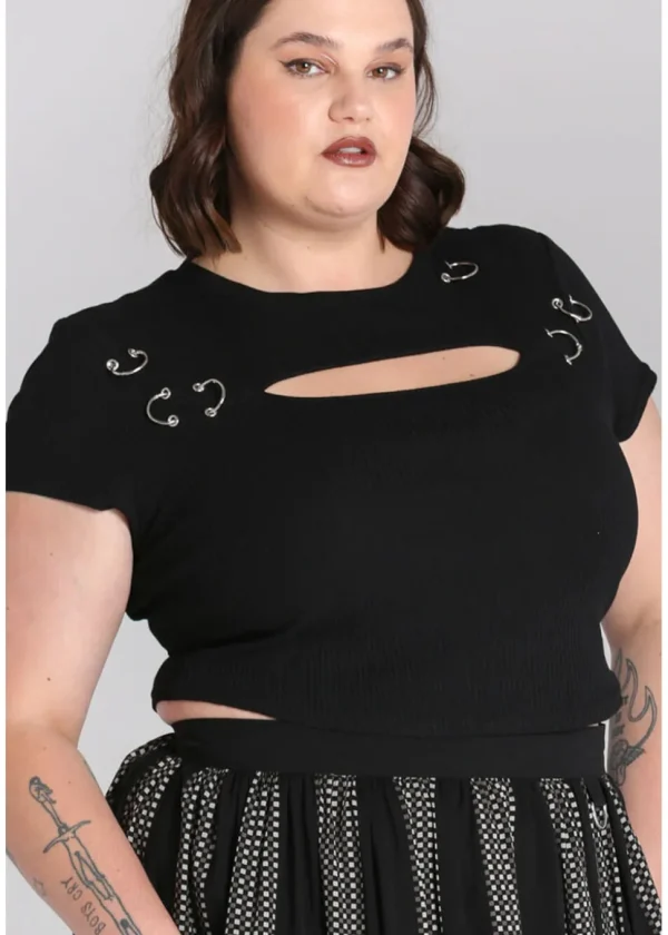 Hell Bunny Taylor 80's Top Black