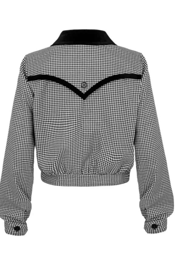 Hell Bunny Teddy Houndstooth 40's Jacket Grey