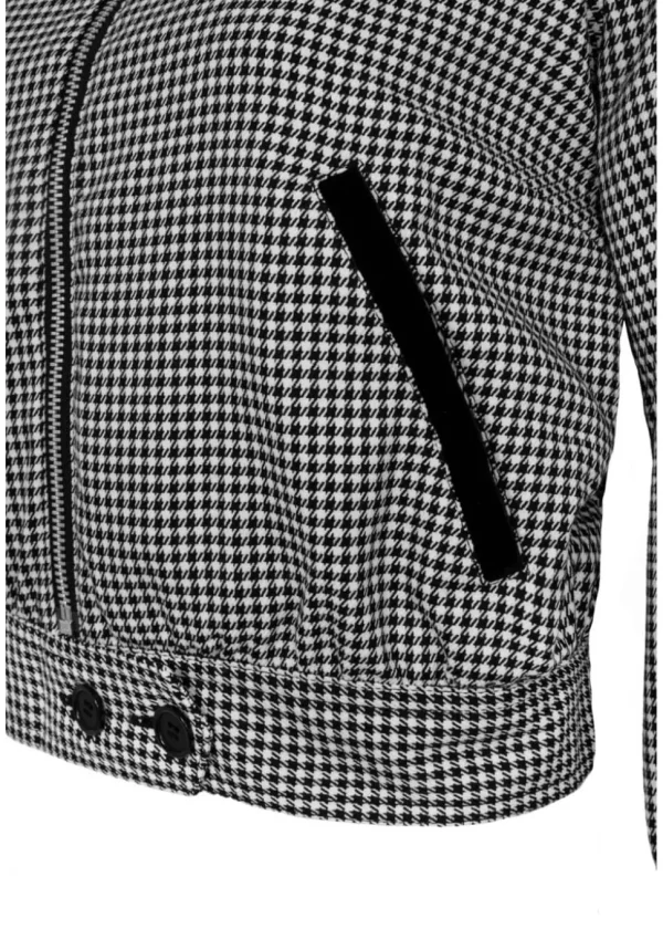 Hell Bunny Teddy Houndstooth 40's Jacket Grey