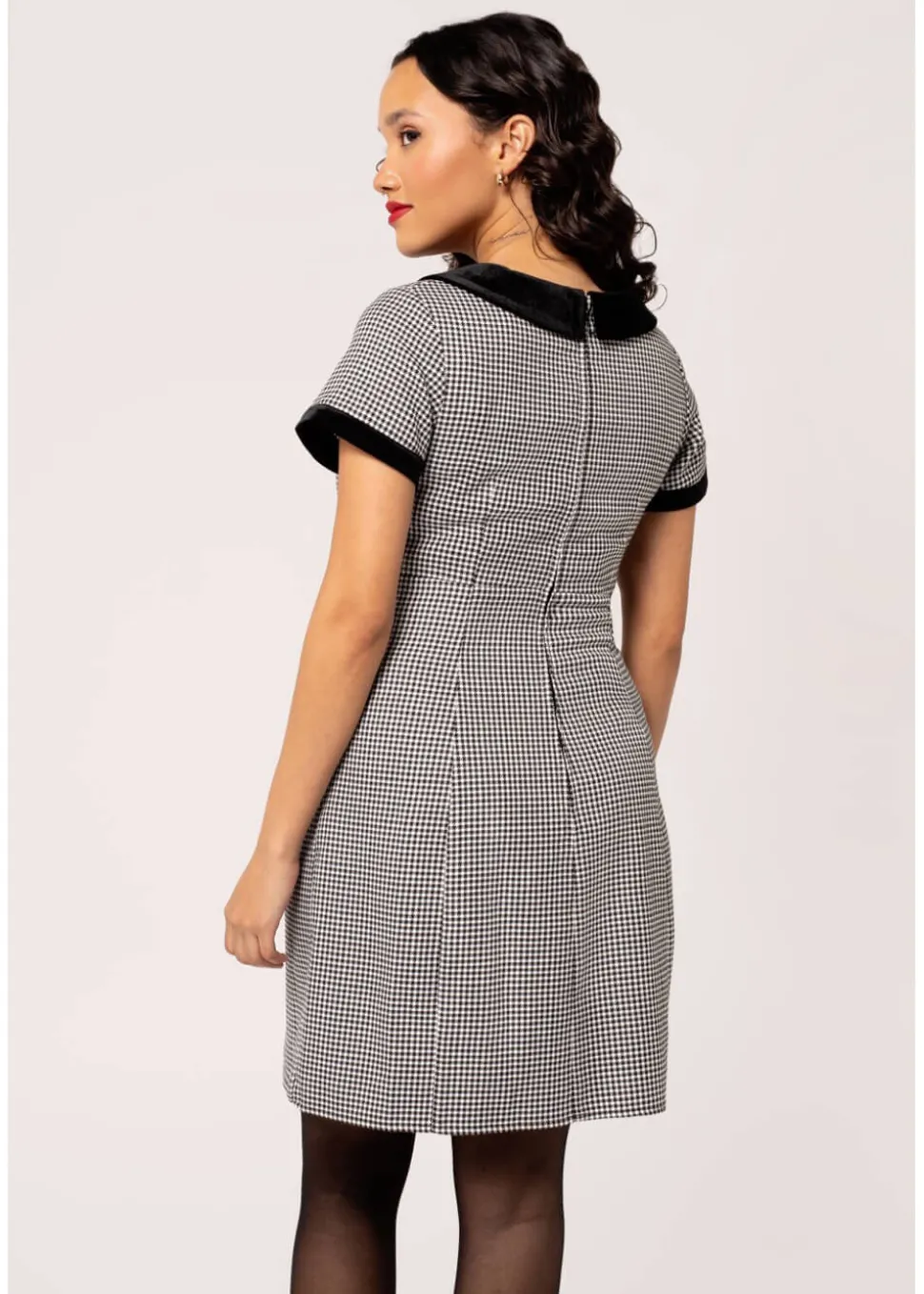 hell_bunny_teddy_houndsto_3.webp Hell Bunny Teddy Houndstooth 60's Short Dress Grey