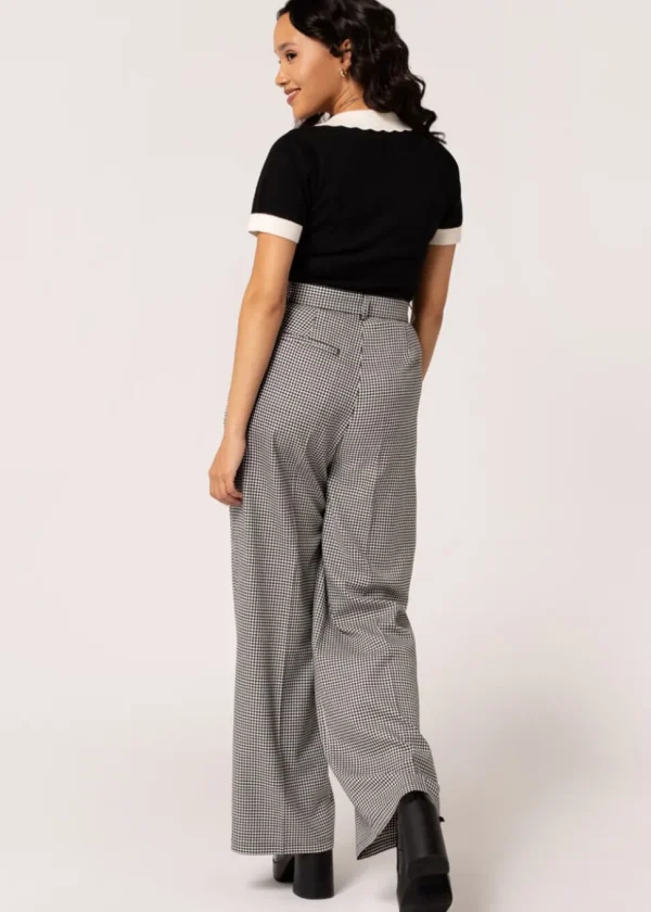 Hell Bunny Teddy Houndstooth 40's Trousers Grey
