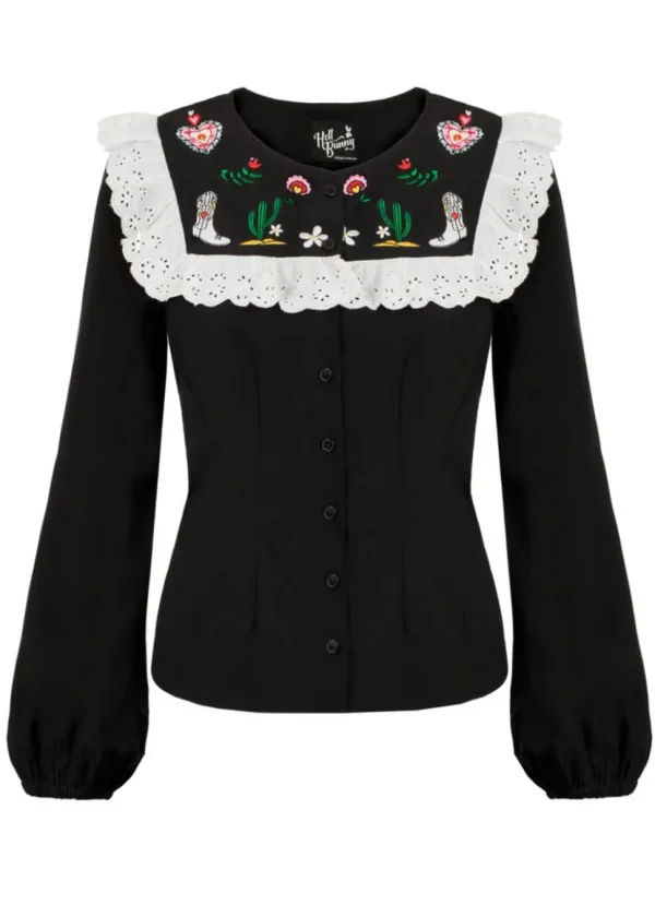 Hell Bunny Tessie Blouse Black