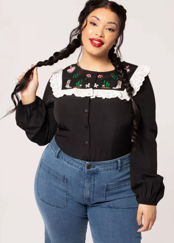 Hell Bunny Tessie Blouse Black