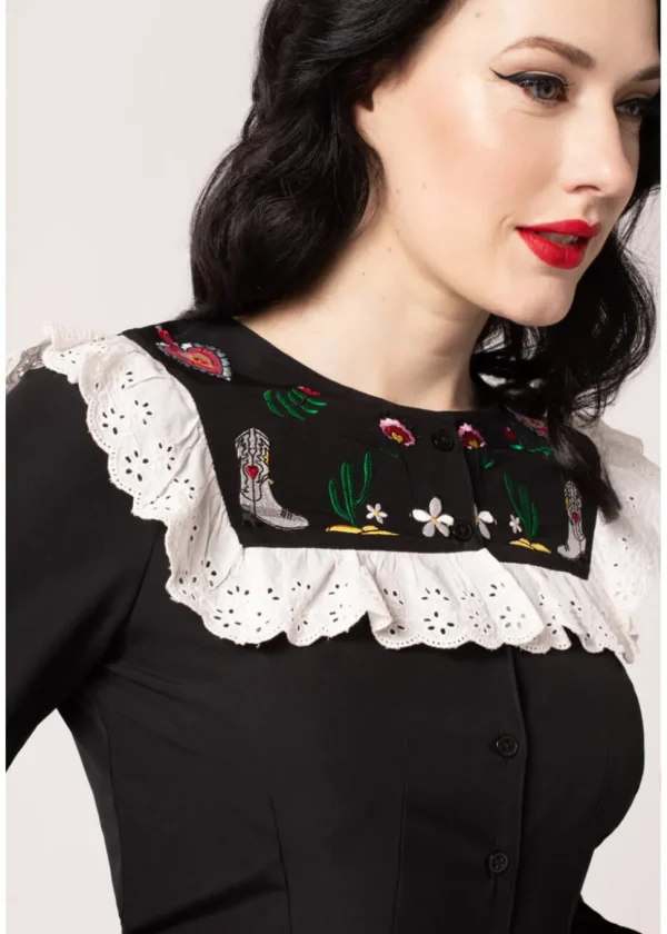 Hell Bunny Tessie Blouse Black
