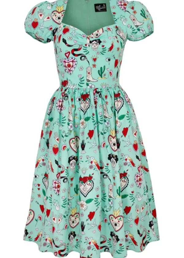 Hell Bunny Tijuana 50's Swing Dress Green