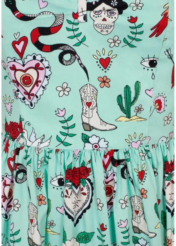 Hell Bunny Tijuana 50's Swing Dress Green