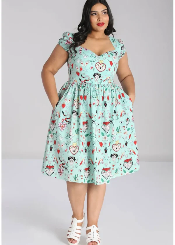 Hell Bunny Tijuana 50's Swing Dress Green