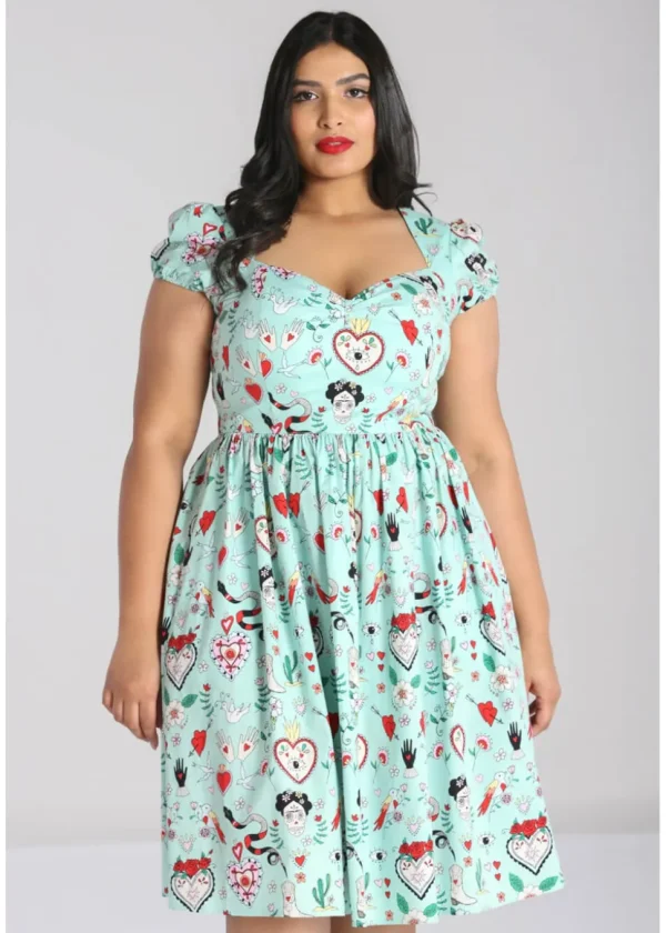 Hell Bunny Tijuana 50's Swing Dress Green