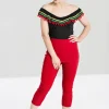 Hell Bunny Tina 50's Capri Trousers Red