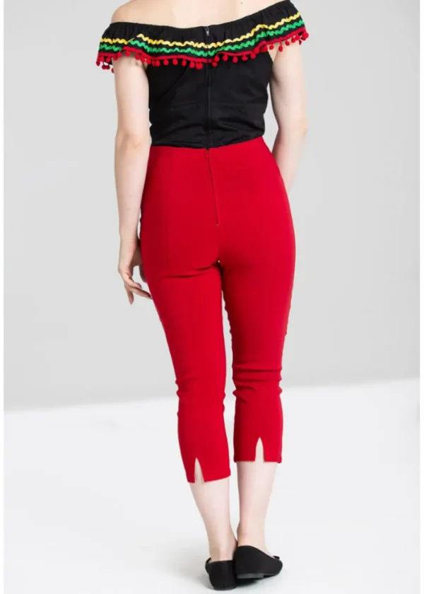Hell Bunny Tina 50's Capri Trousers Red