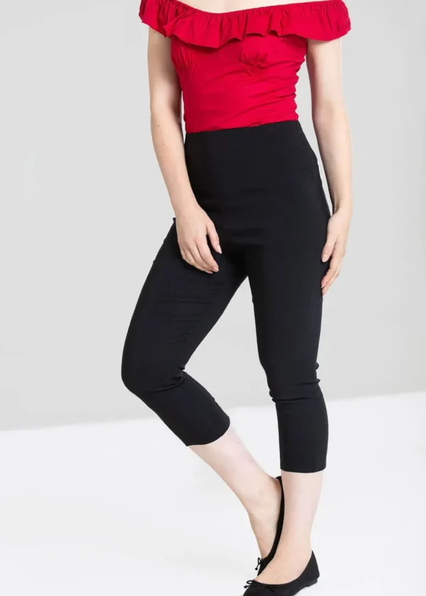 Hell Bunny Tina 50's Capri Trousers Black