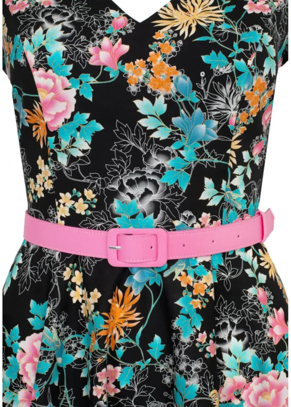 Hell Bunny Umi Floral 50's Swing Dress Black