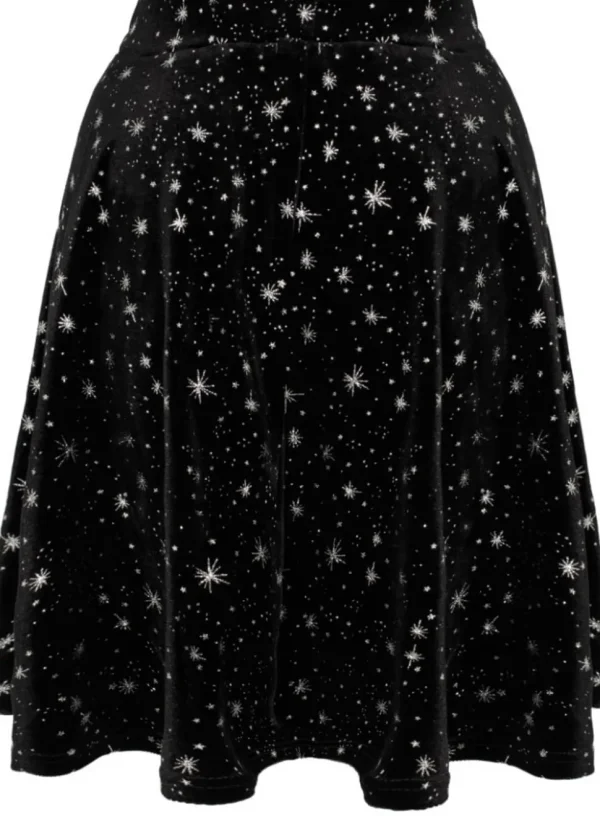 Hell Bunny Vela Stars Velvet Skirt Black
