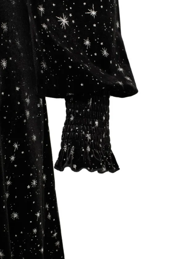Hell Bunny Vela Stars Velvet 60's A-Line Dress Black