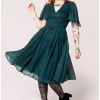 Hell Bunny Venom Snake 70's Midi Dress Green
