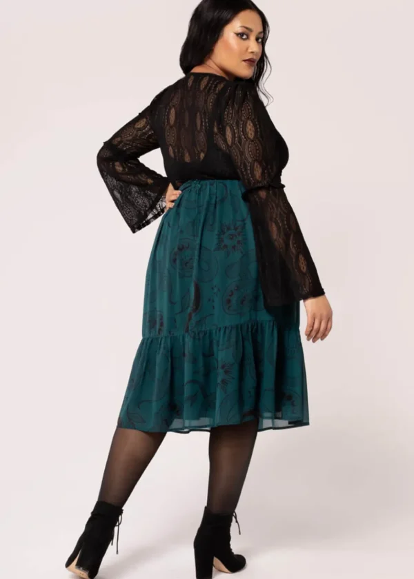 Hell Bunny Venom Snake 70's Skirt Green