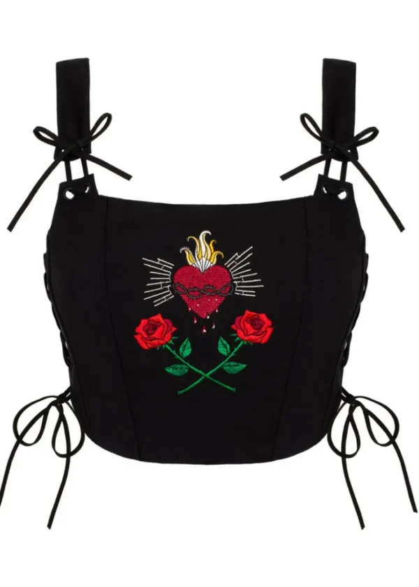 Hell Bunny Viva Maria Corset Top Black