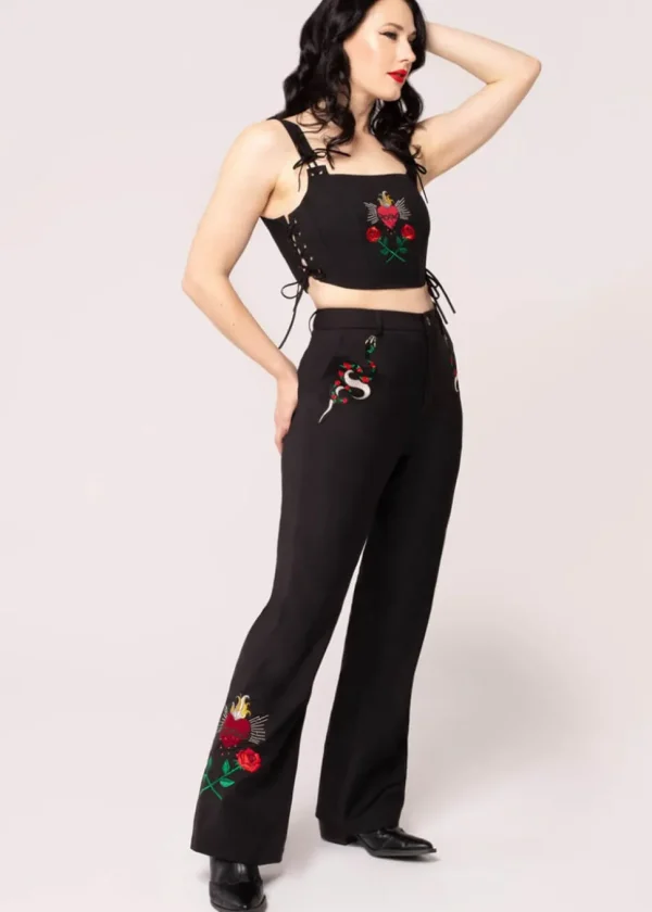 Hell Bunny Viva Maria Trousers Black