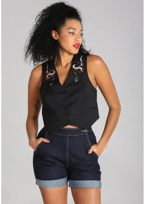 Hell Bunny Viva Maria Waistcoat Black
