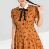 Hell Bunny Vixey Fox 40's Dress Brown