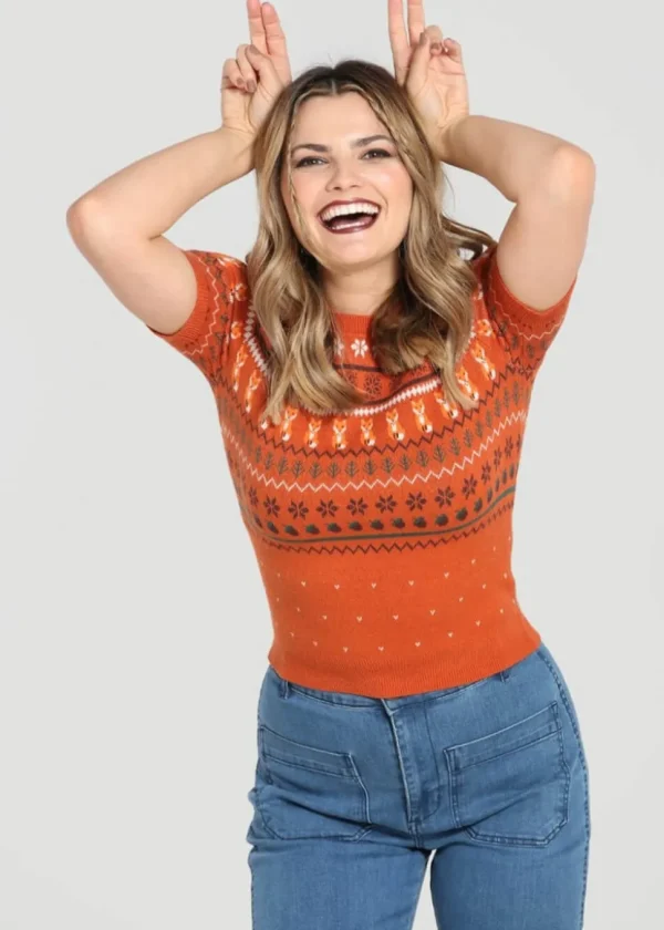 Hell Bunny Vixey 60's Jumper Brown