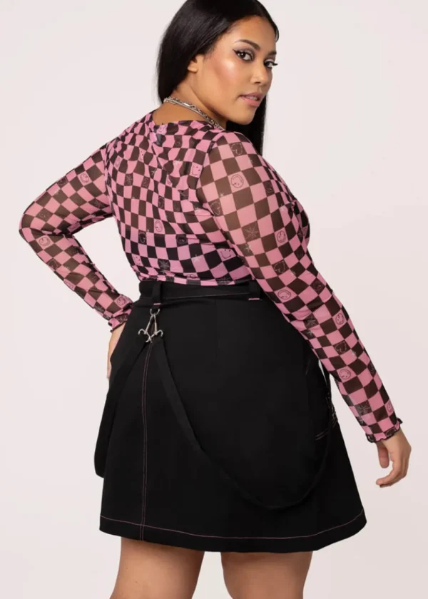 Hell Bunny x Smiley Distortion Mesh Top Black Pink