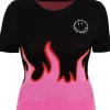 Hell Bunny x Smiley Dylan Knitted Top Black Pink