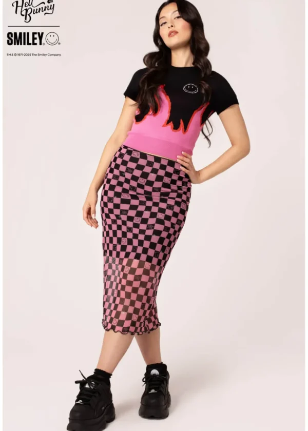 Hell Bunny x Smiley Dylan Knitted Top Black Pink