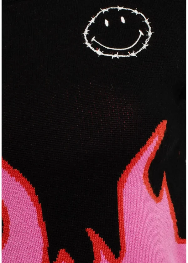Hell Bunny x Smiley Dylan Knitted Top Black Pink