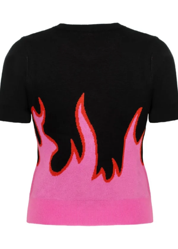 Hell Bunny x Smiley Dylan Knitted Top Black Pink
