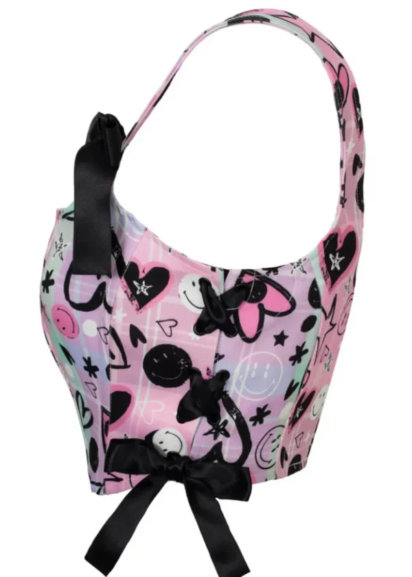Hell Bunny x Smiley Robbie Corset Top Multicolour