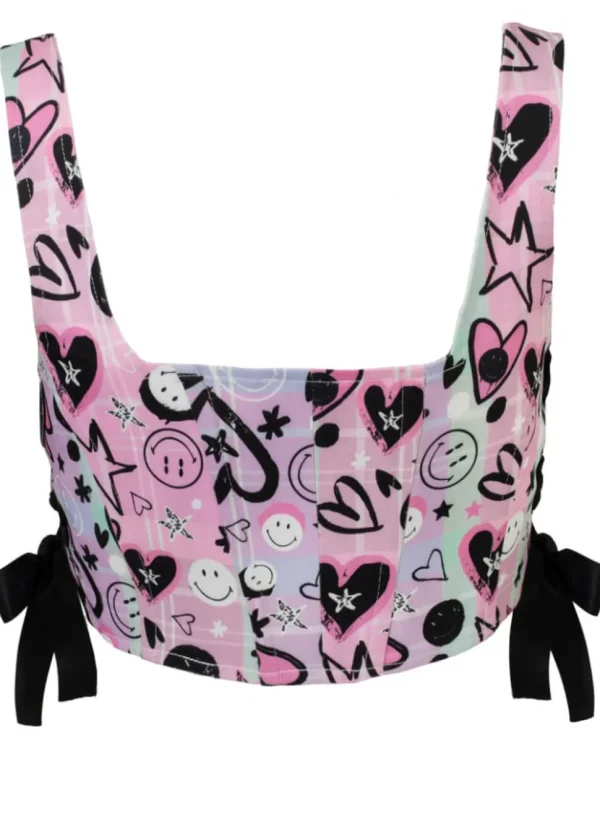 Hell Bunny x Smiley Robbie Corset Top Multicolour