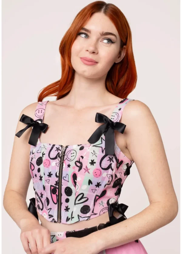 Hell Bunny x Smiley Robbie Corset Top Multicolour